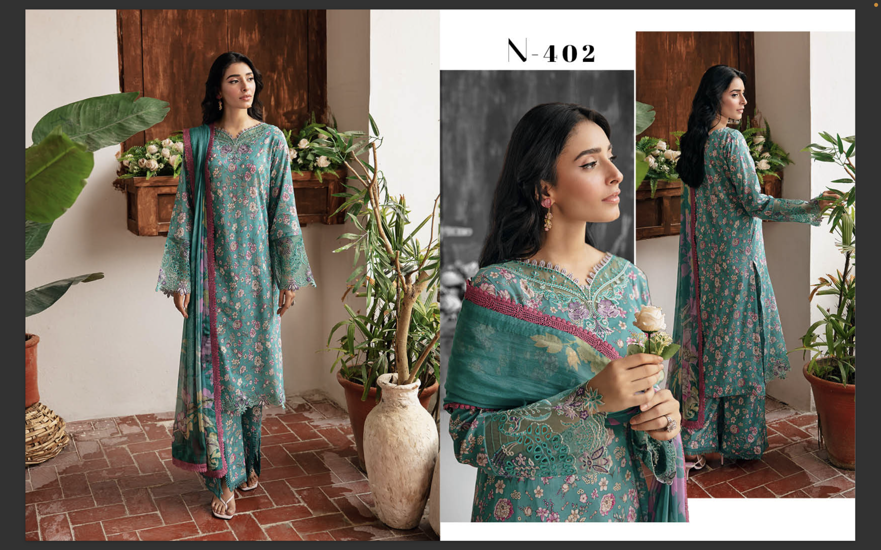 Original Pakistani Ramsha Rangrez Luxury Lawn Three Piece - HP-3PP-304-Model-2