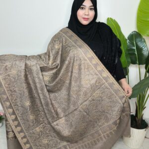 Kani Royel Kashmiri Pashmina Shawl for Queens- HP128-Pata-Light Coffee-Model-05