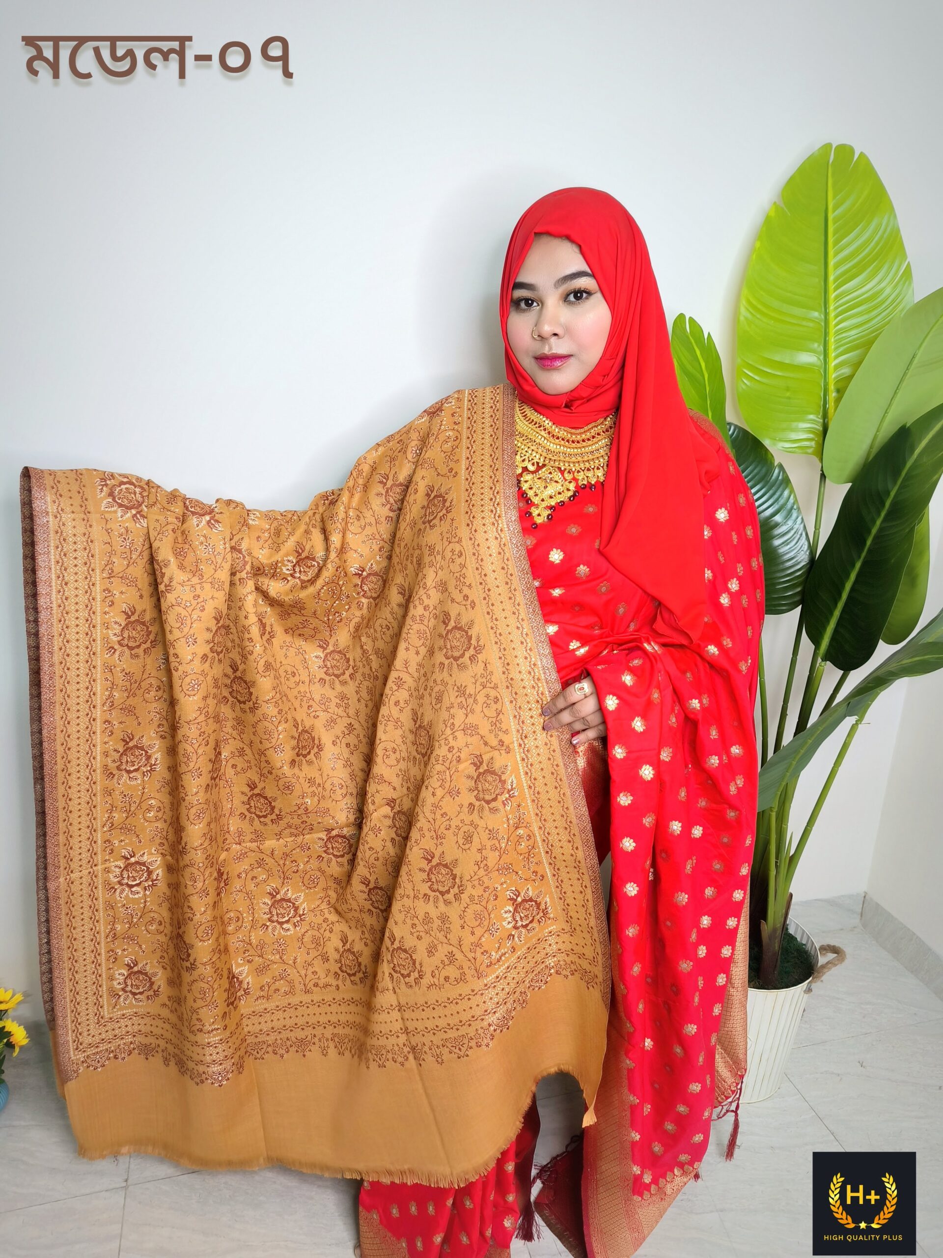Kani Royel Kashmiri Pashmina Shawl for Queens- HP128-Golap-Kathali-Model-07