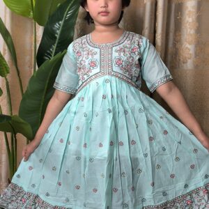 ALIA CUT LUKHNAW KURTI Light Sky Blue - HPG-02-Model-1