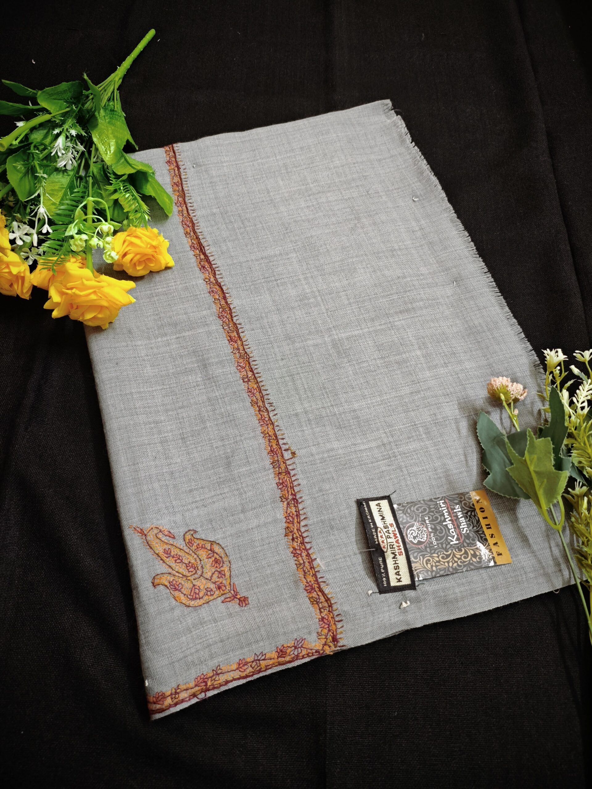 Kashmiri Silver Royale Pashmina Shawl – HP247-SOS-Model-2 - Image 4