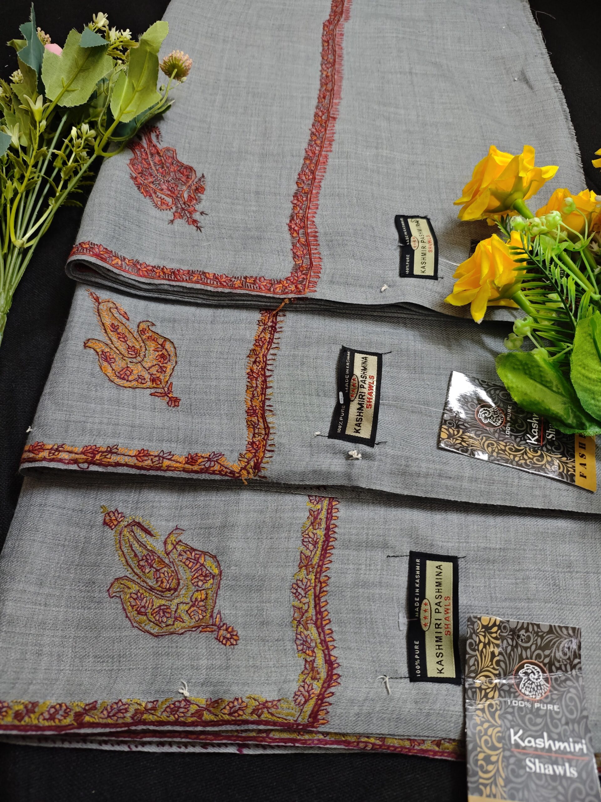 Kashmiri Silver Royale Pashmina Shawl – HP247-SOS-Model-2 - Image 2