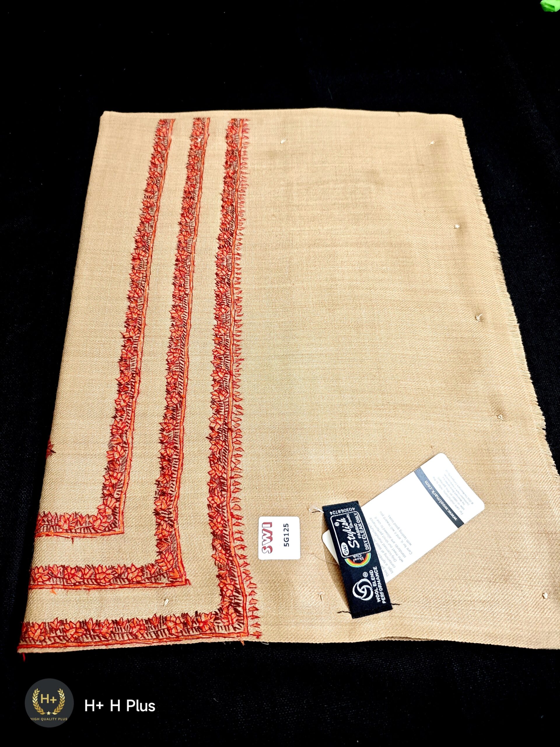 The Royal Heritage Triple Border Edition – Original Kashmiri Premium Pashmina Shawl - HP248-DB-Model-2 - Image 3
