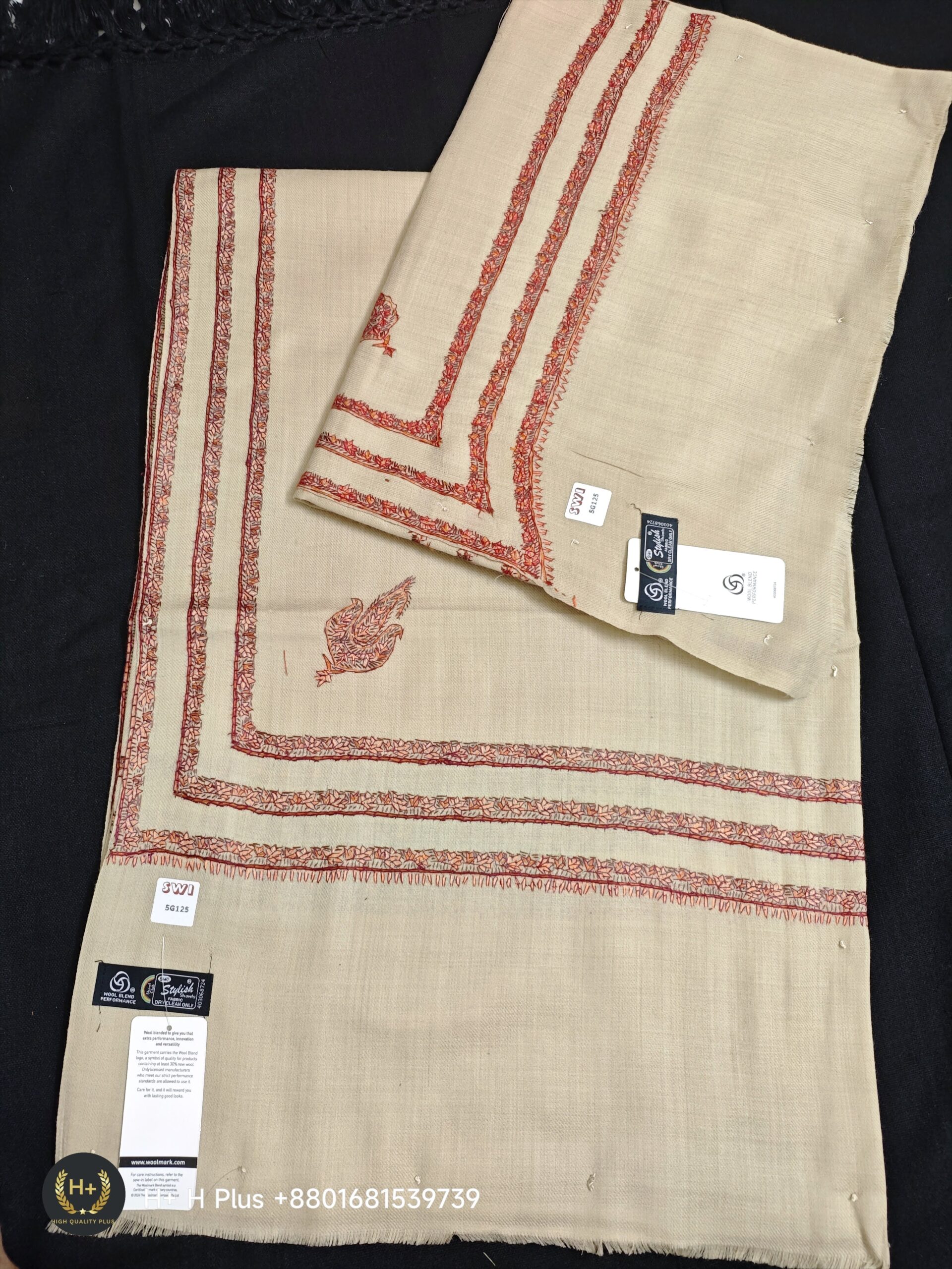 The Royal Heritage Triple Border Edition – Original Kashmiri Premium Pashmina Shawl - HP248-LB-Model-6
