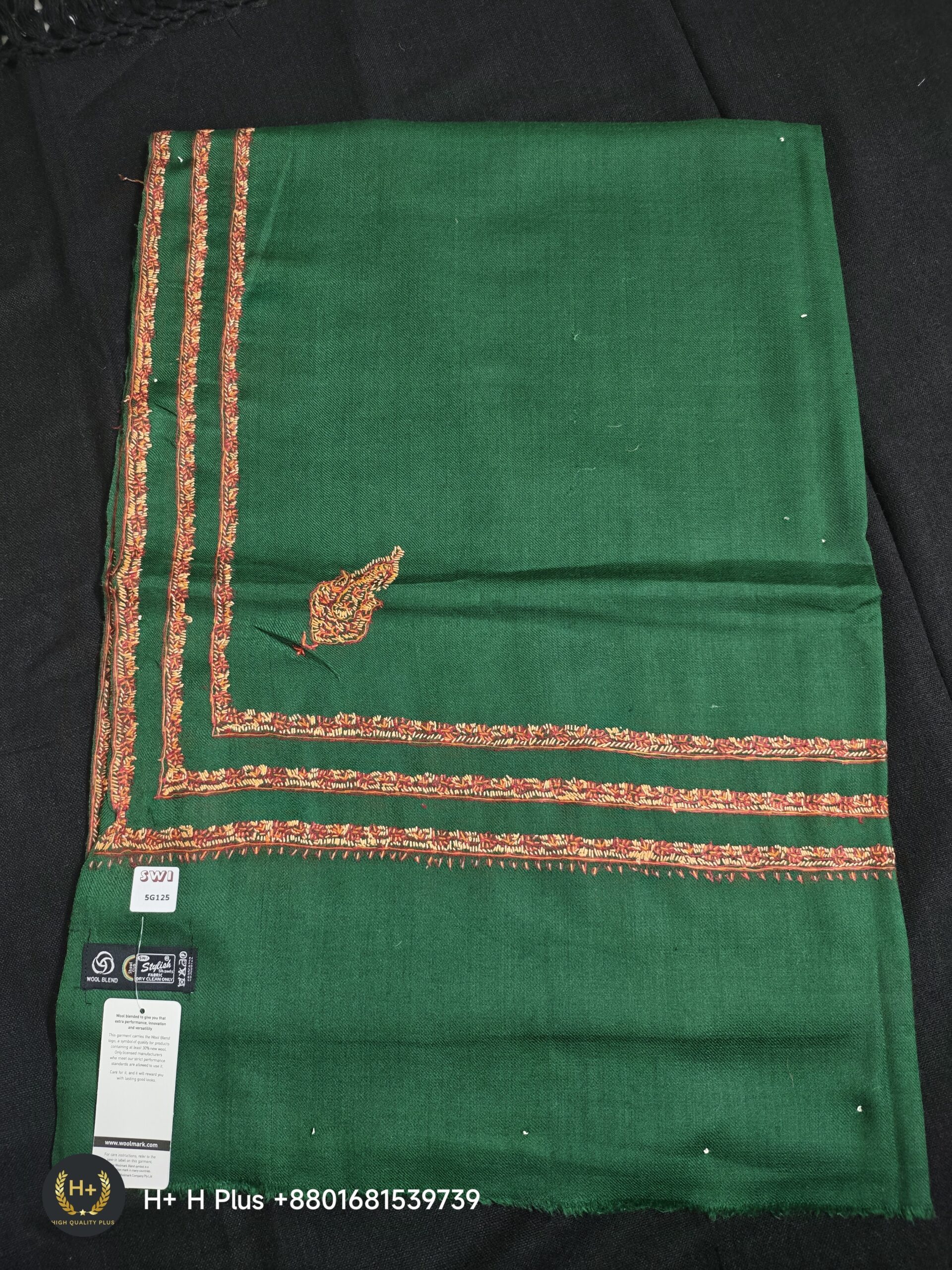 The Royal Heritage Triple Border Edition – Original Kashmiri Premium Pashmina Shawl - HP248-Green-Model-5