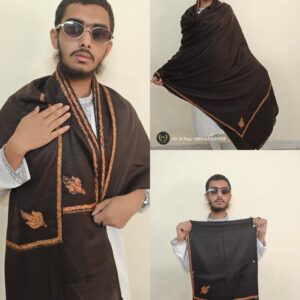 Kashmiri Pashmina Shawl Coffee - HP242-C-Model-8